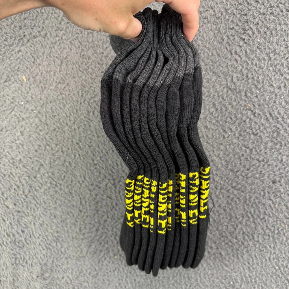 Stanley Mens 5 Pair Low Cut Ankle Socks Gray Black Yellow Logo Workwear Athletic